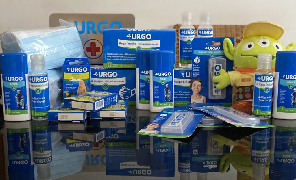 Productos URGO para niños Mascarilla gel hidroalcohólico Arnica Termómetro, Tiritas